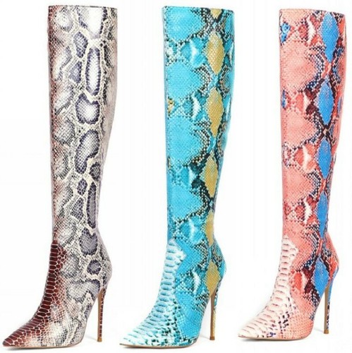 aqua snakeskin boots